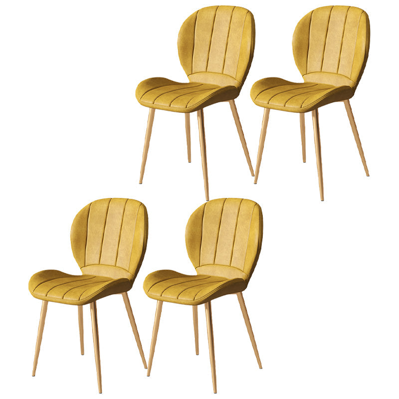 Nordic Style Kitchen Metal Dining Chair Wingback Dining Armless Side Chairs Yellow 4 Piece Set Brass Gold Clearhalo ' kitchen&dining_furn' 'Dining Chairs' 'Dining Tables & Seating' 'dining_chair' 'furn' 'furn_dining_chair' 'Furniture' 'furniture_dining_chair' 'Kitchen & Dining Furniture' 'kitchen' 4468610