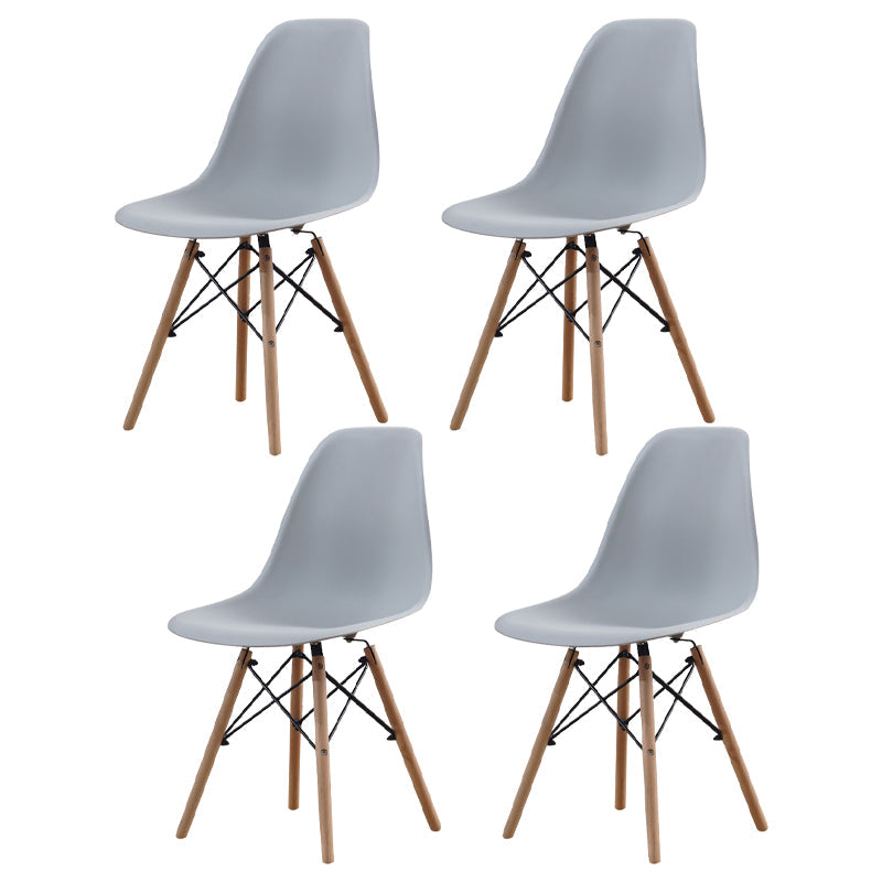 Scandinavian Wood Kitchen Dining Room Side Chair Solid Back Chair Light Gray Set of 4 Clearhalo ' kitchen&dining_furn' 'Dining Chairs' 'Dining Tables & Seating' 'dining_chair' 'Furniture' 'furniture_dining_chair' 'Kitchen & Dining Furniture' 'kitchen' 4468629