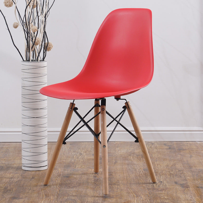 Scandinavian Wood Kitchen Dining Room Side Chair Solid Back Chair Red 1 Piece Clearhalo ' kitchen&dining_furn' 'Dining Chairs' 'Dining Tables & Seating' 'dining_chair' 'Furniture' 'furniture_dining_chair' 'Kitchen & Dining Furniture' 'kitchen' 4468636