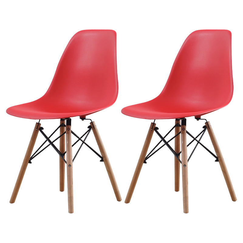 Scandinavian Wood Kitchen Dining Room Side Chair Solid Back Chair Red Set of 2 Clearhalo ' kitchen&dining_furn' 'Dining Chairs' 'Dining Tables & Seating' 'dining_chair' 'Furniture' 'furniture_dining_chair' 'Kitchen & Dining Furniture' 'kitchen' 4468638