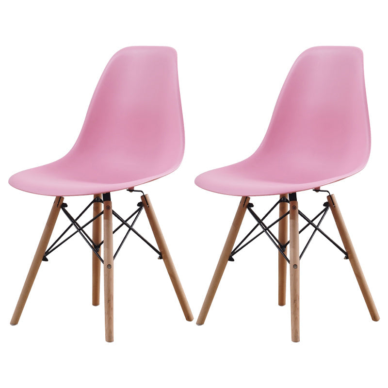Scandinavian Wood Kitchen Dining Room Side Chair Solid Back Chair Pink Set of 2 Clearhalo ' kitchen&dining_furn' 'Dining Chairs' 'Dining Tables & Seating' 'dining_chair' 'Furniture' 'furniture_dining_chair' 'Kitchen & Dining Furniture' 'kitchen' 4468644