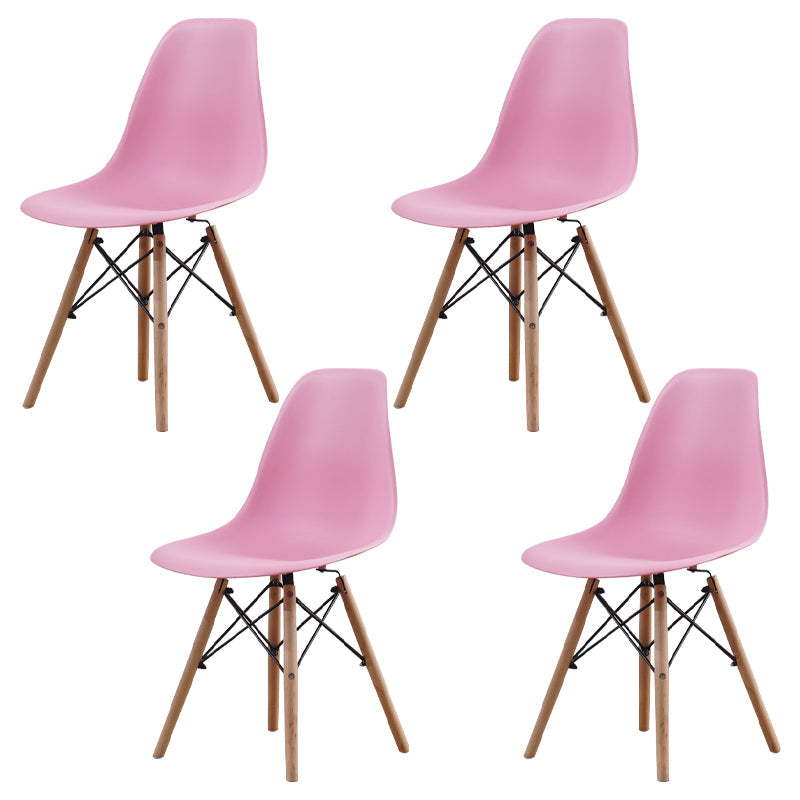 Scandinavian Wood Kitchen Dining Room Side Chair Solid Back Chair Pink Set of 4 Clearhalo ' kitchen&dining_furn' 'Dining Chairs' 'Dining Tables & Seating' 'dining_chair' 'Furniture' 'furniture_dining_chair' 'Kitchen & Dining Furniture' 'kitchen' 4468645