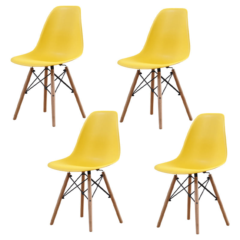 Scandinavian Wood Kitchen Dining Room Side Chair Solid Back Chair Yellow Set of 4 Clearhalo ' kitchen&dining_furn' 'Dining Chairs' 'Dining Tables & Seating' 'dining_chair' 'Furniture' 'furniture_dining_chair' 'Kitchen & Dining Furniture' 'kitchen' 4468648