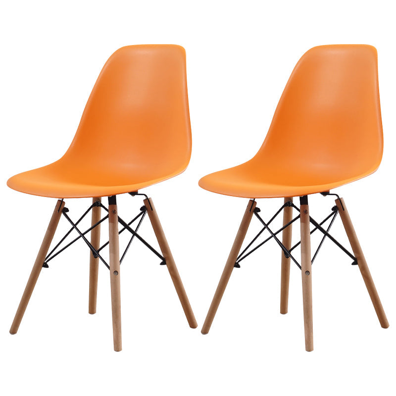 Scandinavian Wood Kitchen Dining Room Side Chair Solid Back Chair Orange Set of 2 Clearhalo ' kitchen&dining_furn' 'Dining Chairs' 'Dining Tables & Seating' 'dining_chair' 'Furniture' 'furniture_dining_chair' 'Kitchen & Dining Furniture' 'kitchen' 4468650