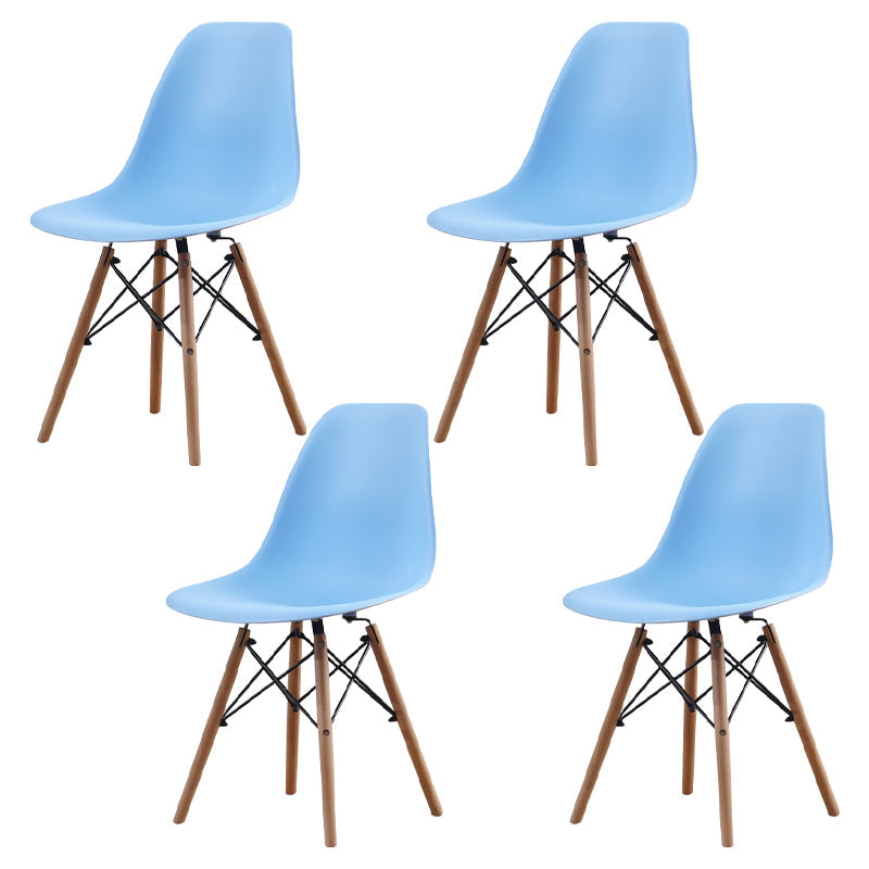 Scandinavian Wood Kitchen Dining Room Side Chair Solid Back Chair Sky Blue Set of 4 Clearhalo ' kitchen&dining_furn' 'Dining Chairs' 'Dining Tables & Seating' 'dining_chair' 'Furniture' 'furniture_dining_chair' 'Kitchen & Dining Furniture' 'kitchen' 4468654