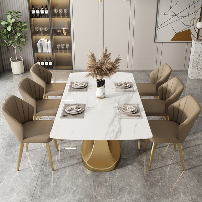Luxury 1/2/5/6/7 Pieces Dining Set Sintered Stone Dining Table Set with Leather Chairs 7 Pieces: Table, 6 Chairs Clearhalo 'Dining Room Sets' 'Dining Tables & Seating' 'dining_room_set' 'furn' 'furn_dining_room_set' 'Furniture' 'furniture_dining_room_set' 'Kitchen & Dining Furniture' 'kitchen&dining_furn' 'kitchen' 4468678