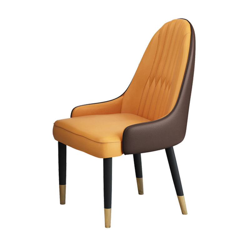 1/2/4/5 Pcs Metal Scandinavian Dining Room Set with Round Table Dinette Set 1 Orange Chair Clearhalo 'Dining Room Sets' 'Dining Tables & Seating' 'dining_room_set' 'furn' 'furn_dining_room_set' 'Furniture' 'furniture_dining_room_set' 'Kitchen & Dining Furniture' 'kitchen&dining_furn' 'kitchen' 4468696