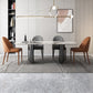 Contemporary 1/4/5/7 Pieces Dining Set with Sintered Stone Dining Table for Restaurant 5 Pieces: Table, 2 Gery+2 Orange Chairs Clearhalo 'Dining Room Sets' 'Dining Tables & Seating' 'dining_room_set' 'furn' 'furn_dining_room_set' 'Furniture' 'furniture_dining_room_set' 'Kitchen & Dining Furniture' 'kitchen&dining_furn' 'kitchen' 4468719