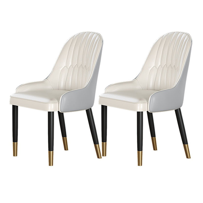 1/2/3/4/5 Pcs Metal Glam Dining Room Set with Round Table Dinette Set 2 White Chairs Clearhalo 'Dining Room Sets' 'Dining Tables & Seating' 'dining_room_set' 'furn' 'furn_dining_room_set' 'Furniture' 'furniture_dining_room_set' 'Kitchen & Dining Furniture' 'kitchen&dining_furn' 'kitchen' 4468743