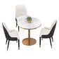 1/2/3/4/5 Pcs Metal Glam Dining Room Set with Round Table Dinette Set 4 Pieces: White-Gold Table, 3 Chairs Clearhalo 'Dining Room Sets' 'Dining Tables & Seating' 'dining_room_set' 'furn' 'furn_dining_room_set' 'Furniture' 'furniture_dining_room_set' 'Kitchen & Dining Furniture' 'kitchen&dining_furn' 'kitchen' 4468745