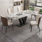 Modern 1/2/5/6 Pieces Dining Set Sintered Stone Dining Table Set with Leather Chairs 6 Pieces: Gold Table, 5 Chairs Clearhalo 'Dining Room Sets' 'Dining Tables & Seating' 'dining_room_set' 'furn' 'furn_dining_room_set' 'Furniture' 'furniture_dining_room_set' 'Kitchen & Dining Furniture' 'kitchen&dining_furn' 'kitchen' 4468823