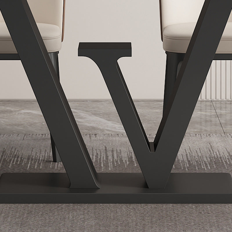 Modern 1/2/5/6 Pieces Dining Set Sintered Stone Dining Table Set with Leather Chairs Clearhalo 'Dining Room Sets' 'Dining Tables & Seating' 'dining_room_set' 'furn' 'furn_dining_room_set' 'Furniture' 'furniture_dining_room_set' 'Kitchen & Dining Furniture' 'kitchen&dining_furn' 'kitchen' 4468829