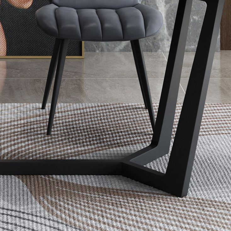 Modern 1/4/5/7 Pieces Black Dining Set Sintered Stone Dining Table Set with Leather Chairs Clearhalo 'Dining Room Sets' 'Dining Tables & Seating' 'dining_room_set' 'furn' 'furn_dining_room_set' 'Furniture' 'furniture_dining_room_set' 'Kitchen & Dining Furniture' 'kitchen&dining_furn' 'kitchen' 4468874