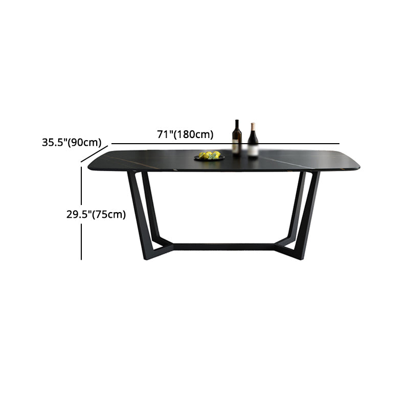 Modern 1/4/5/7 Pieces Black Dining Set Sintered Stone Dining Table Set with Leather Chairs Clearhalo 'Dining Room Sets' 'Dining Tables & Seating' 'dining_room_set' 'furn' 'furn_dining_room_set' 'Furniture' 'furniture_dining_room_set' 'Kitchen & Dining Furniture' 'kitchen&dining_furn' 'kitchen' 4468882
