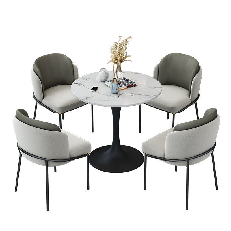 Contemporary 1/2/3/4/5 Pieces Dining Set Sintered Stone Dining Table for Kitchen 5 Pieces: Table, 4 Grey Chairs Clearhalo 'Dining Room Sets' 'Dining Tables & Seating' 'dining_room_set' 'Furniture' 'furniture_dining_room_set' 'Kitchen & Dining Furniture' 'kitchen&dining_furn' 'kitchen' 4468891