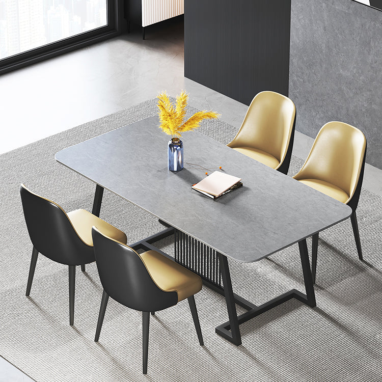 Modern 1/2/5/7 Pieces Dining Set Sintered Stone Dining Table Set with Leather Chairs Clearhalo 'Dining Room Sets' 'Dining Tables & Seating' 'dining_room_set' 'furn' 'furn_dining_room_set' 'Furniture' 'furniture_dining_room_set' 'Kitchen & Dining Furniture' 'kitchen&dining_furn' 'kitchen' 4468926
