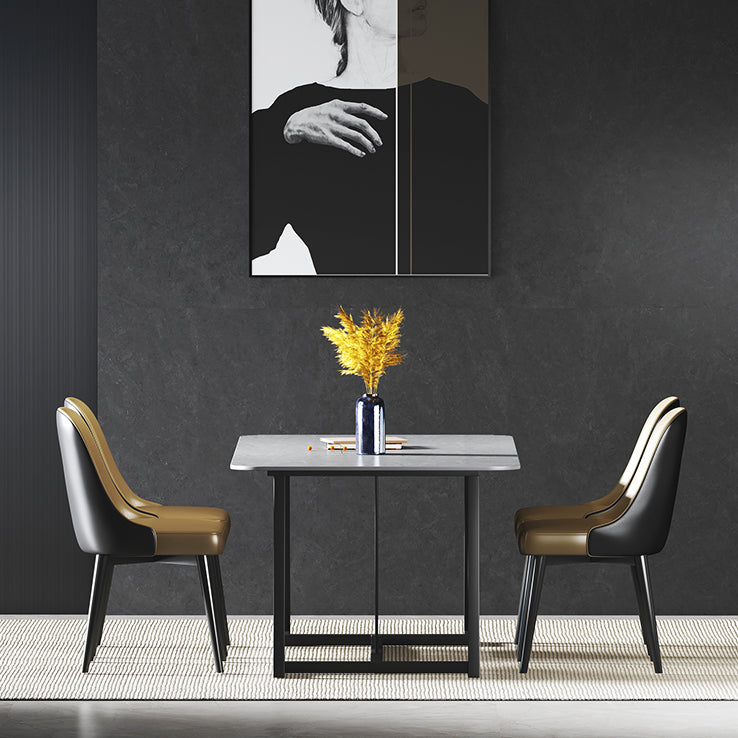 Modern 1/2/5/7 Pieces Dining Set Sintered Stone Dining Table Set with Leather Chairs Clearhalo 'Dining Room Sets' 'Dining Tables & Seating' 'dining_room_set' 'furn' 'furn_dining_room_set' 'Furniture' 'furniture_dining_room_set' 'Kitchen & Dining Furniture' 'kitchen&dining_furn' 'kitchen' 4468927