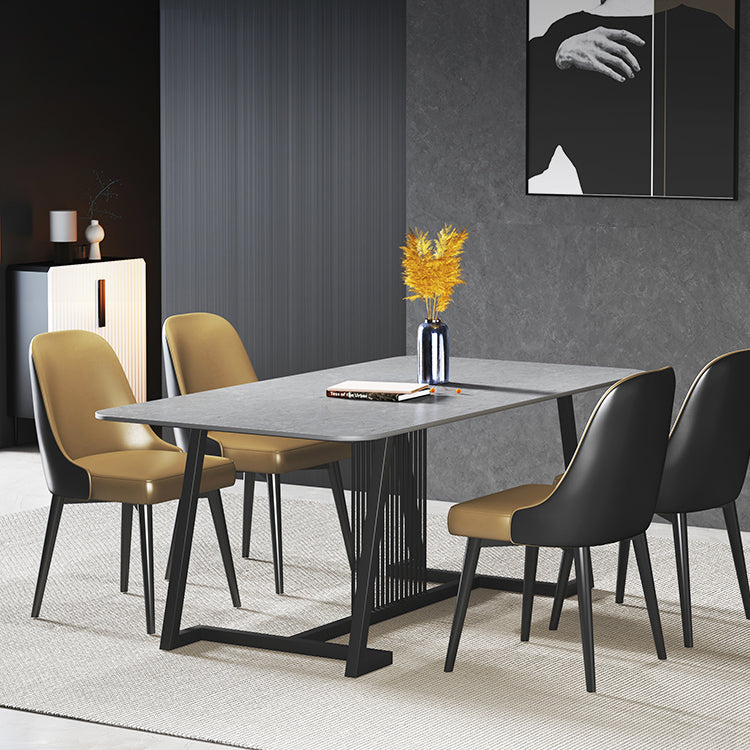 Modern 1/2/5/7 Pieces Dining Set Sintered Stone Dining Table Set with Leather Chairs Clearhalo 'Dining Room Sets' 'Dining Tables & Seating' 'dining_room_set' 'furn' 'furn_dining_room_set' 'Furniture' 'furniture_dining_room_set' 'Kitchen & Dining Furniture' 'kitchen&dining_furn' 'kitchen' 4468933