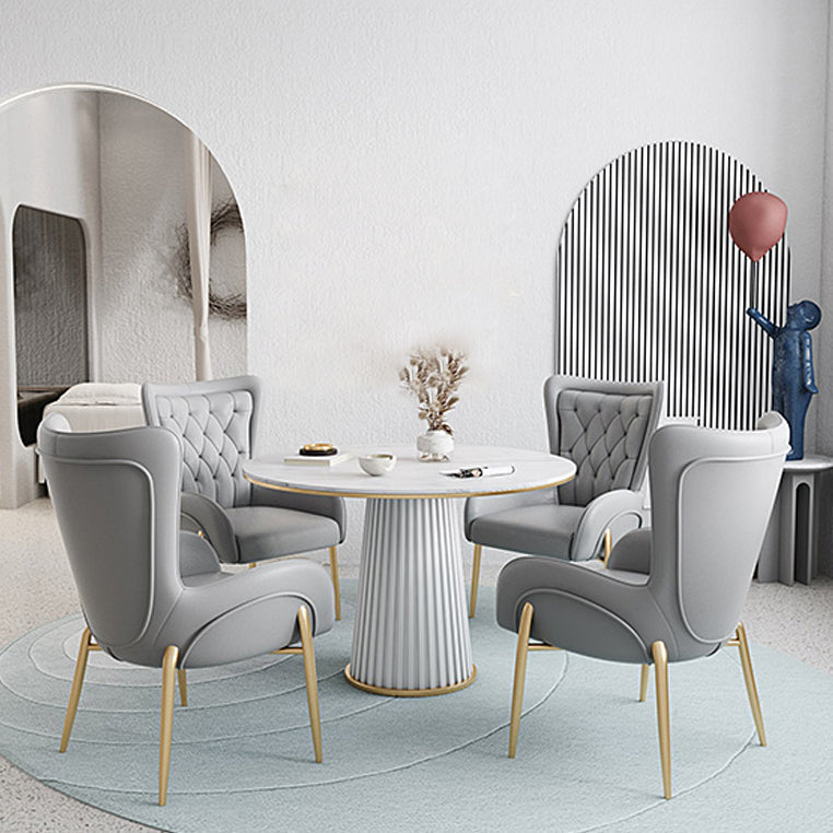 1/5 Pcs Metal Contemporary Dining Room Set with Round Indoor Table Dinette Set Clearhalo 'Dining Room Sets' 'Dining Tables & Seating' 'dining_room_set' 'furn' 'furn_dining_room_set' 'Furniture' 'furniture_dining_room_set' 'Kitchen & Dining Furniture' 'kitchen&dining_furn' 'kitchen' 4468955