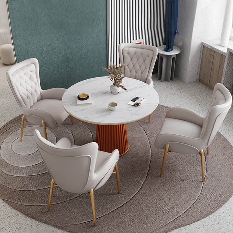 1/5 Pcs Metal Contemporary Dining Room Set with Round Indoor Table Dinette Set Clearhalo 'Dining Room Sets' 'Dining Tables & Seating' 'dining_room_set' 'furn' 'furn_dining_room_set' 'Furniture' 'furniture_dining_room_set' 'Kitchen & Dining Furniture' 'kitchen&dining_furn' 'kitchen' 4468956