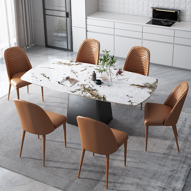 Contemporary 1/4/5/7 Pieces Dining Set Rectangle Dining Room Table Set 7 Pieces: Table, 6 Chairs Clearhalo 'Dining Room Sets' 'Dining Tables & Seating' 'dining_room_set' 'furn' 'furn_dining_room_set' 'Furniture' 'furniture_dining_room_set' 'Kitchen & Dining Furniture' 'kitchen&dining_furn' 'kitchen' 4468962
