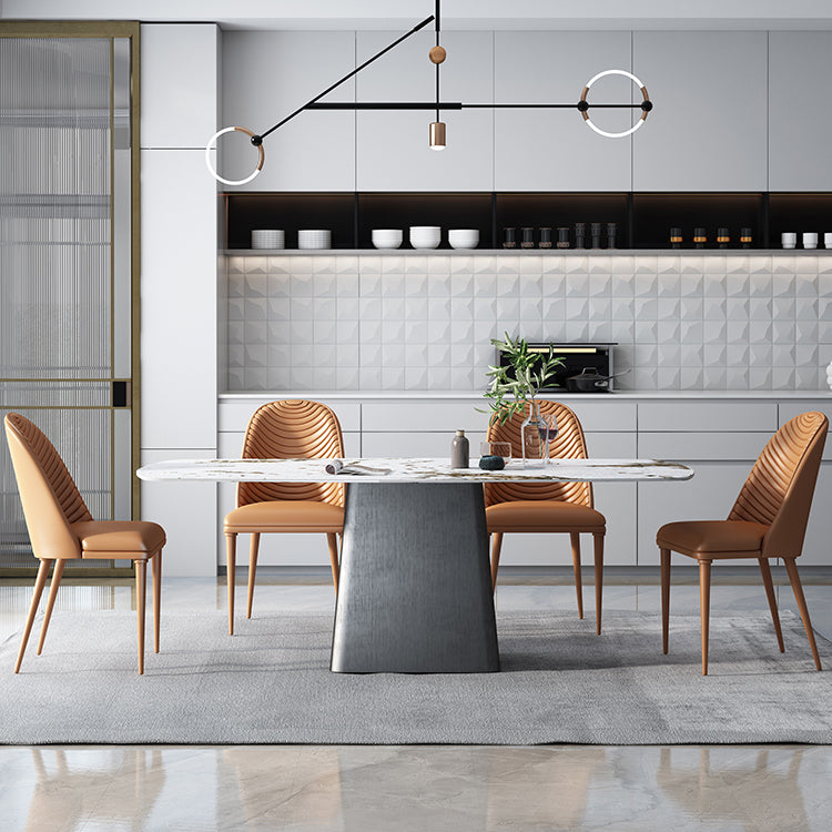 Contemporary 1/4/5/7 Pieces Dining Set Rectangle Dining Room Table Set 5 Pieces: Table, 4 Chairs Clearhalo 'Dining Room Sets' 'Dining Tables & Seating' 'dining_room_set' 'furn' 'furn_dining_room_set' 'Furniture' 'furniture_dining_room_set' 'Kitchen & Dining Furniture' 'kitchen&dining_furn' 'kitchen' 4468965