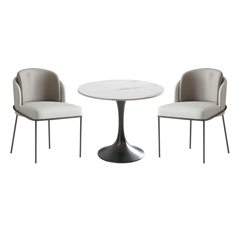 Contemporary 1/3/4/5 Pieces Dining Set Round Dining Room Table Set 3 Pieces: Table, 2 Grey Chairs Clearhalo 'Dining Room Sets' 'Dining Tables & Seating' 'dining_room_set' 'furn' 'furn_dining_room_set' 'Furniture' 'furniture_dining_room_set' 'Kitchen & Dining Furniture' 'kitchen&dining_furn' 'kitchen' 4469007