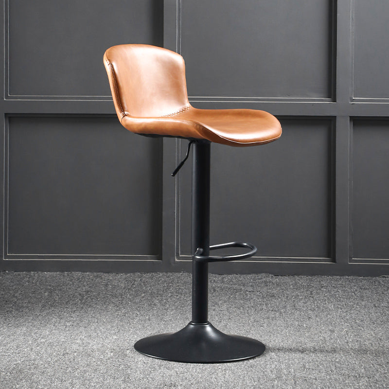 Industrial Style Bar-stool Leather Bucket Seat with Adjustable Height for Restaurant Bar Brown 1 Piece Clearhalo 'Bar Furniture' 'Bar Stools' 'bar_stools' 'furn' 'furn_bar_stools' 'furniture_bar_stools' 'Kitchen & Dining Furniture' 'kitchen&dining_furn' 'kitchen' 'kitchen_furn' Furniture' 4471064