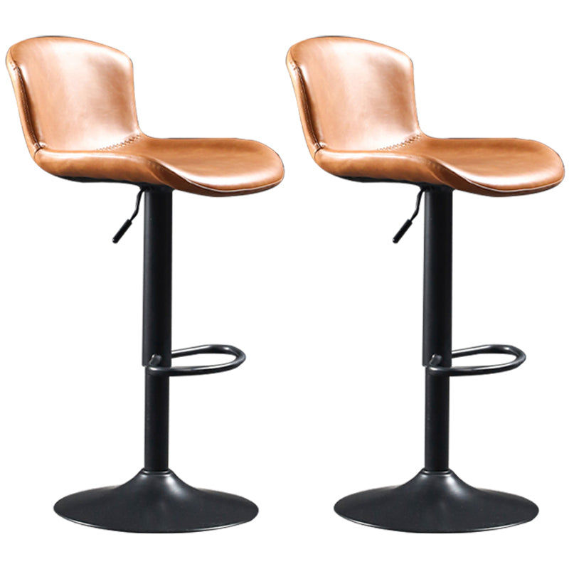 Industrial Style Bar-stool Leather Bucket Seat with Adjustable Height for Restaurant Bar Brown 2 Piece Set Clearhalo 'Bar Furniture' 'Bar Stools' 'bar_stools' 'furn' 'furn_bar_stools' 'furniture_bar_stools' 'Kitchen & Dining Furniture' 'kitchen&dining_furn' 'kitchen' 'kitchen_furn' Furniture' 4471065