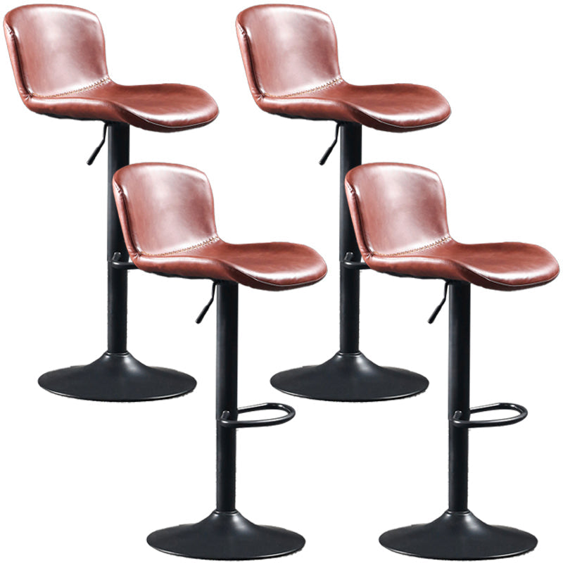 Industrial Style Bar-stool Leather Bucket Seat with Adjustable Height for Restaurant Bar Red 4 Piece Set Clearhalo 'Bar Furniture' 'Bar Stools' 'bar_stools' 'furn' 'furn_bar_stools' 'furniture_bar_stools' 'Kitchen & Dining Furniture' 'kitchen&dining_furn' 'kitchen' 'kitchen_furn' Furniture' 4471086
