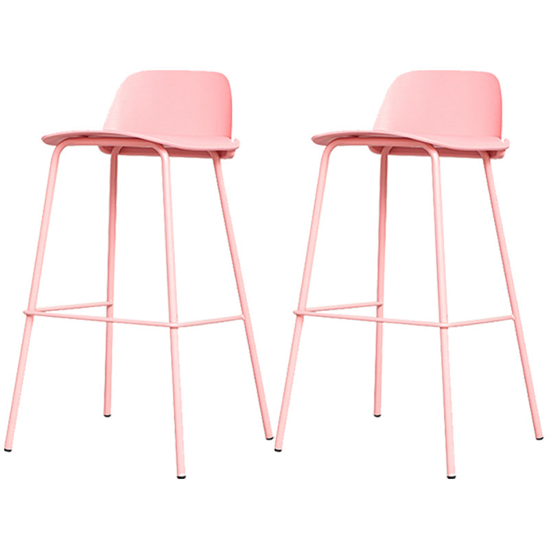 Scandinavia Style Bar-stool Iron Legs with Footrest PP Rectangle Seat for Kitchen Bar Pink 2 Piece Set Clearhalo 'Bar Furniture' 'Bar Stools' 'bar_stools' 'furn' 'furn_bar_stools' 'furniture_bar_stools' 'Kitchen & Dining Furniture' 'kitchen&dining_furn' 'kitchen' 'kitchen_furn' Furniture' 4471109