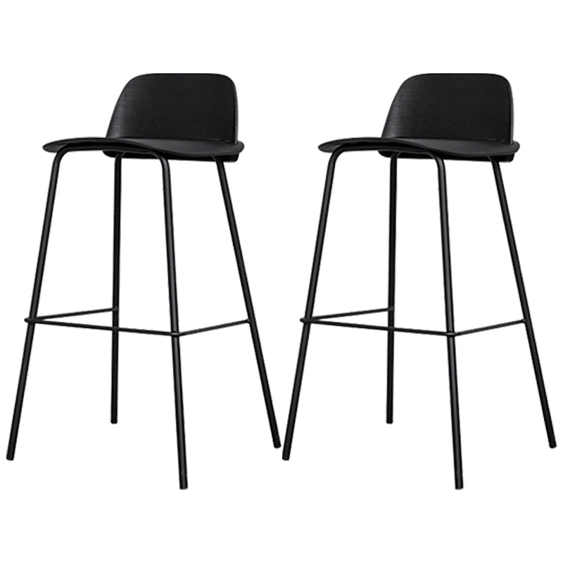 Scandinavia Style Bar-stool Iron Legs with Footrest PP Rectangle Seat for Kitchen Bar Black 2 Piece Set Clearhalo 'Bar Furniture' 'Bar Stools' 'bar_stools' 'furn' 'furn_bar_stools' 'furniture_bar_stools' 'Kitchen & Dining Furniture' 'kitchen&dining_furn' 'kitchen' 'kitchen_furn' Furniture' 4471118