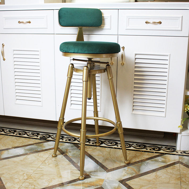 Glam Rotatable Liftable Counter Stool Iron Dessert Shop Bar Stool with Velvet Cushion Clearhalo 'Bar Furniture' 'Bar Stools' 'bar_stools' 'furn' 'furn_bar_stools' 'furniture_bar_stools' 'Kitchen & Dining Furniture' 'kitchen&dining_furn' 'kitchen' 'kitchen_furn' Furniture' 4471127