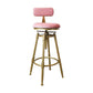 Glam Rotatable Liftable Counter Stool Iron Dessert Shop Bar Stool with Velvet Cushion Pink With Back 1 Piece Clearhalo 'Bar Furniture' 'Bar Stools' 'bar_stools' 'furn' 'furn_bar_stools' 'furniture_bar_stools' 'Kitchen & Dining Furniture' 'kitchen&dining_furn' 'kitchen' 'kitchen_furn' Furniture' 4471128