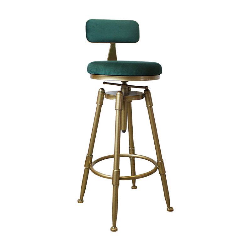 Glam Rotatable Liftable Counter Stool Iron Dessert Shop Bar Stool with Velvet Cushion Green With Back 1 Piece Clearhalo 'Bar Furniture' 'Bar Stools' 'bar_stools' 'furn' 'furn_bar_stools' 'furniture_bar_stools' 'Kitchen & Dining Furniture' 'kitchen&dining_furn' 'kitchen' 'kitchen_furn' Furniture' 4471129