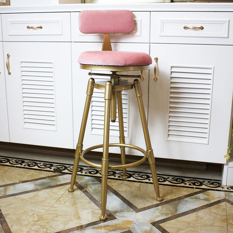 Glam Rotatable Liftable Counter Stool Iron Dessert Shop Bar Stool with Velvet Cushion Clearhalo 'Bar Furniture' 'Bar Stools' 'bar_stools' 'furn' 'furn_bar_stools' 'furniture_bar_stools' 'Kitchen & Dining Furniture' 'kitchen&dining_furn' 'kitchen' 'kitchen_furn' Furniture' 4471130