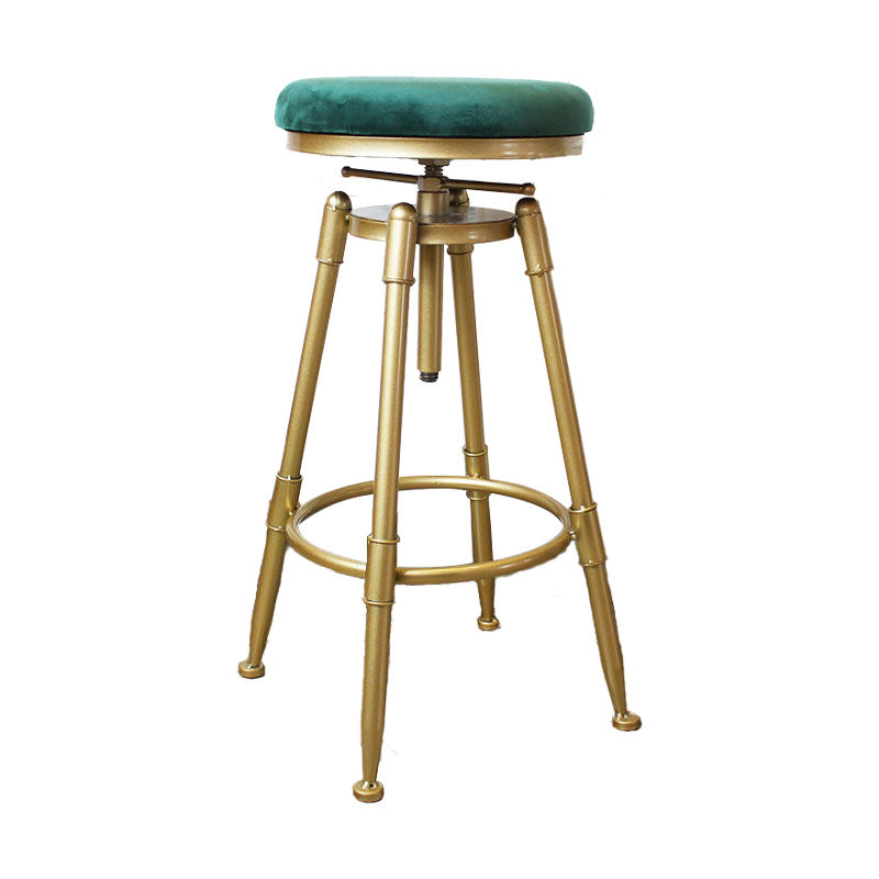 Glam Rotatable Liftable Counter Stool Iron Dessert Shop Bar Stool with Velvet Cushion Green Backless 1 Piece Clearhalo 'Bar Furniture' 'Bar Stools' 'bar_stools' 'furn' 'furn_bar_stools' 'furniture_bar_stools' 'Kitchen & Dining Furniture' 'kitchen&dining_furn' 'kitchen' 'kitchen_furn' Furniture' 4471132