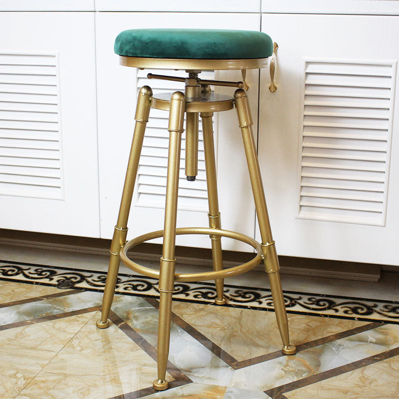 Glam Rotatable Liftable Counter Stool Iron Dessert Shop Bar Stool with Velvet Cushion Clearhalo 'Bar Furniture' 'Bar Stools' 'bar_stools' 'furn' 'furn_bar_stools' 'furniture_bar_stools' 'Kitchen & Dining Furniture' 'kitchen&dining_furn' 'kitchen' 'kitchen_furn' Furniture' 4471134