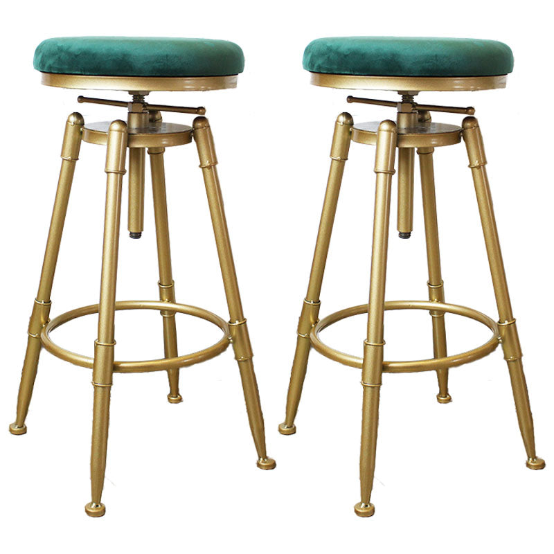 Glam Rotatable Liftable Counter Stool Iron Dessert Shop Bar Stool with Velvet Cushion Green Backless 2 Piece Set Clearhalo 'Bar Furniture' 'Bar Stools' 'bar_stools' 'furn' 'furn_bar_stools' 'furniture_bar_stools' 'Kitchen & Dining Furniture' 'kitchen&dining_furn' 'kitchen' 'kitchen_furn' Furniture' 4471139