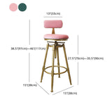 Glam Rotatable Liftable Counter Stool Iron Dessert Shop Bar Stool with Velvet Cushion Clearhalo 'Bar Furniture' 'Bar Stools' 'bar_stools' 'furn' 'furn_bar_stools' 'furniture_bar_stools' 'Kitchen & Dining Furniture' 'kitchen&dining_furn' 'kitchen' 'kitchen_furn' Furniture' 4471147