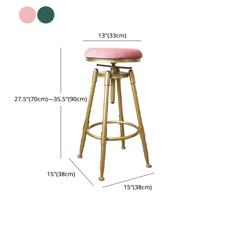 Glam Rotatable Liftable Counter Stool Iron Dessert Shop Bar Stool with Velvet Cushion Clearhalo 'Bar Furniture' 'Bar Stools' 'bar_stools' 'furn' 'furn_bar_stools' 'furniture_bar_stools' 'Kitchen & Dining Furniture' 'kitchen&dining_furn' 'kitchen' 'kitchen_furn' Furniture' 4471148