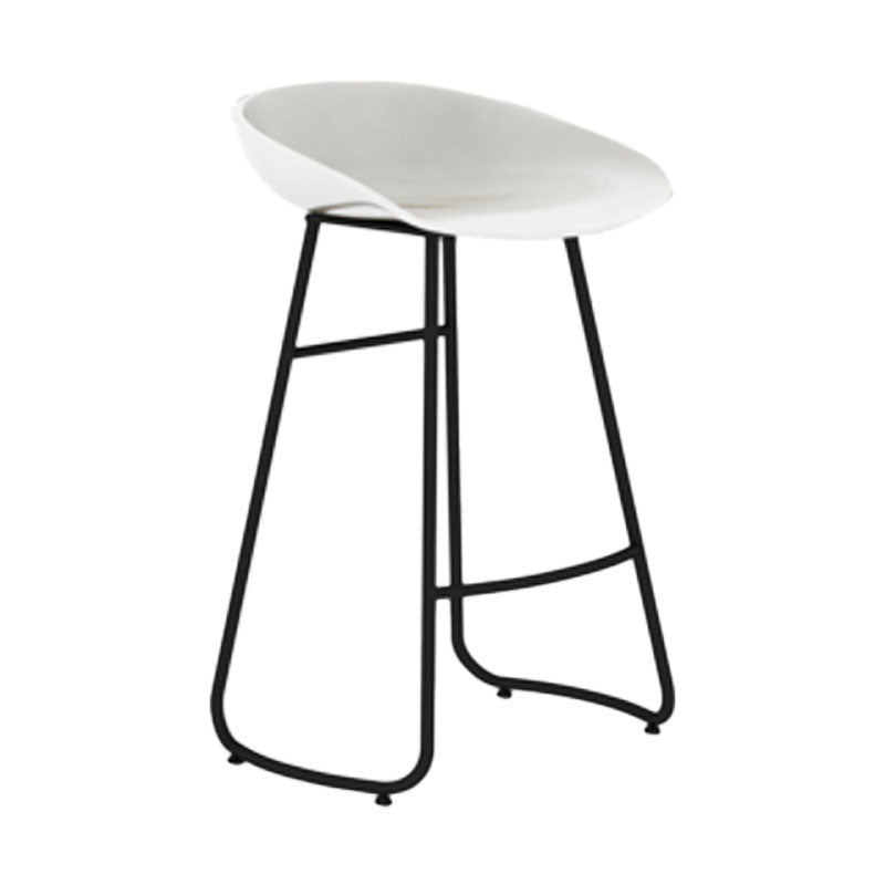 Modern Armless Backrest Counter Stool Iron Dessert Shop Bar Stool with Plastic Seat White 1 Piece Counter Stool(26"H) Clearhalo 'Bar Furniture' 'Bar Stools' 'bar_stools' 'furn' 'furn_bar_stools' 'furniture_bar_stools' 'Kitchen & Dining Furniture' 'kitchen&dining_furn' 'kitchen' 'kitchen_furn' Furniture' 4471164