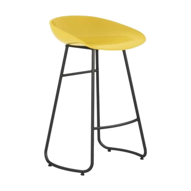 Modern Armless Backrest Counter Stool Iron Dessert Shop Bar Stool with Plastic Seat Yellow 1 Piece Counter Stool(26"H) Clearhalo 'Bar Furniture' 'Bar Stools' 'bar_stools' 'furn' 'furn_bar_stools' 'furniture_bar_stools' 'Kitchen & Dining Furniture' 'kitchen&dining_furn' 'kitchen' 'kitchen_furn' Furniture' 4471167