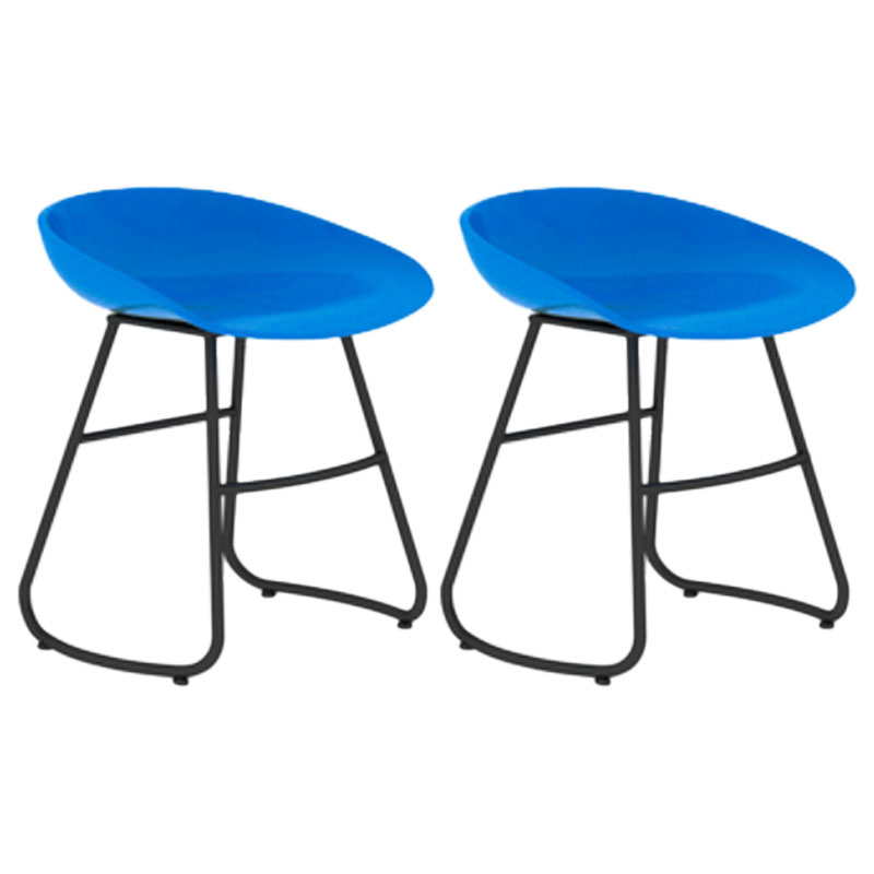 Modern Armless Backrest Counter Stool Iron Dessert Shop Bar Stool with Plastic Seat Blue 2 Piece Set Short Stool(18"H) Clearhalo 'Bar Furniture' 'Bar Stools' 'bar_stools' 'furn' 'furn_bar_stools' 'furniture_bar_stools' 'Kitchen & Dining Furniture' 'kitchen&dining_furn' 'kitchen' 'kitchen_furn' Furniture' 4471181