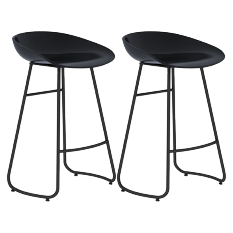 Modern Armless Backrest Counter Stool Iron Dessert Shop Bar Stool with Plastic Seat Black 2 Piece Set Counter Stool(26"H) Clearhalo 'Bar Furniture' 'Bar Stools' 'bar_stools' 'furn' 'furn_bar_stools' 'furniture_bar_stools' 'Kitchen & Dining Furniture' 'kitchen&dining_furn' 'kitchen' 'kitchen_furn' Furniture' 4471182