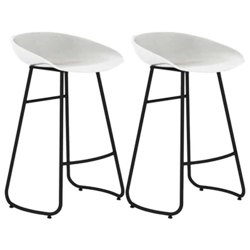 Modern Armless Backrest Counter Stool Iron Dessert Shop Bar Stool with Plastic Seat White 2 Piece Set Counter Stool(26"H) Clearhalo 'Bar Furniture' 'Bar Stools' 'bar_stools' 'furn' 'furn_bar_stools' 'furniture_bar_stools' 'Kitchen & Dining Furniture' 'kitchen&dining_furn' 'kitchen' 'kitchen_furn' Furniture' 4471183