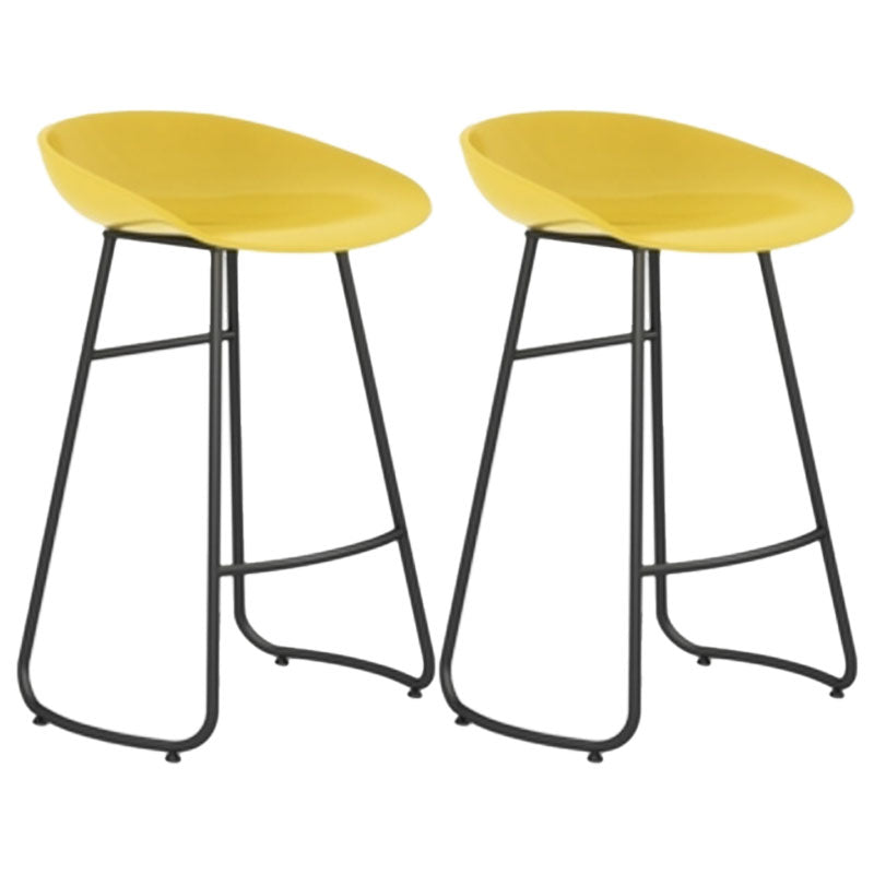 Modern Armless Backrest Counter Stool Iron Dessert Shop Bar Stool with Plastic Seat Yellow 2 Piece Set Counter Stool(26"H) Clearhalo 'Bar Furniture' 'Bar Stools' 'bar_stools' 'furn' 'furn_bar_stools' 'furniture_bar_stools' 'Kitchen & Dining Furniture' 'kitchen&dining_furn' 'kitchen' 'kitchen_furn' Furniture' 4471185