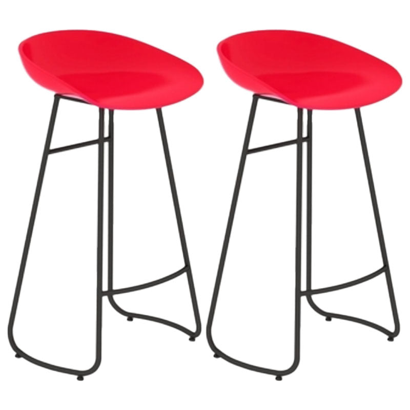 Modern Armless Backrest Counter Stool Iron Dessert Shop Bar Stool with Plastic Seat Red 2 Piece Set Bar Stool(30"H) Clearhalo 'Bar Furniture' 'Bar Stools' 'bar_stools' 'furn' 'furn_bar_stools' 'furniture_bar_stools' 'Kitchen & Dining Furniture' 'kitchen&dining_furn' 'kitchen' 'kitchen_furn' Furniture' 4471192