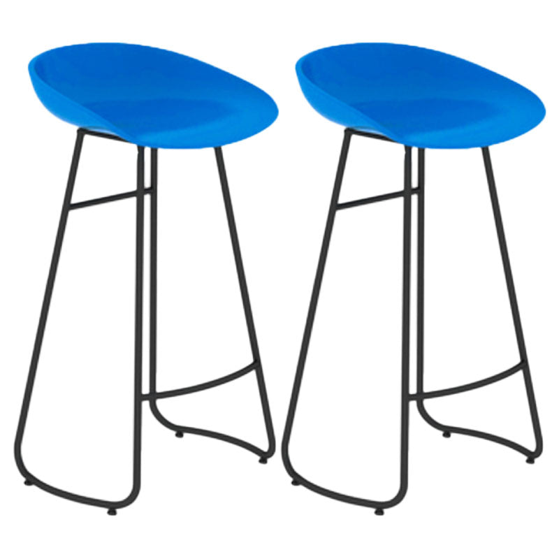 Modern Armless Backrest Counter Stool Iron Dessert Shop Bar Stool with Plastic Seat Blue 2 Piece Set Bar Stool(30"H) Clearhalo 'Bar Furniture' 'Bar Stools' 'bar_stools' 'furn' 'furn_bar_stools' 'furniture_bar_stools' 'Kitchen & Dining Furniture' 'kitchen&dining_furn' 'kitchen' 'kitchen_furn' Furniture' 4471193