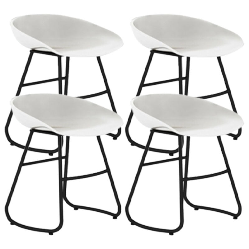 Modern Armless Backrest Counter Stool Iron Dessert Shop Bar Stool with Plastic Seat White 4 Piece Set Short Stool(18"H) Clearhalo 'Bar Furniture' 'Bar Stools' 'bar_stools' 'furn' 'furn_bar_stools' 'furniture_bar_stools' 'Kitchen & Dining Furniture' 'kitchen&dining_furn' 'kitchen' 'kitchen_furn' Furniture' 4471195